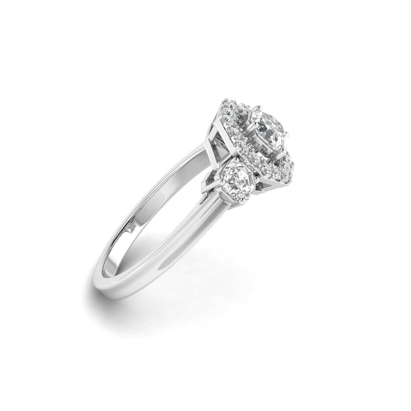 White Gold Studded 1.292 Carat Lab Grown Diamond Ring-G Color VS1 Clarity.